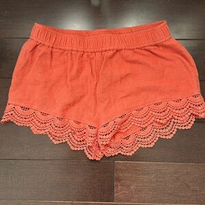 Juniors size (med) (4/5) coral summer short with lace trim